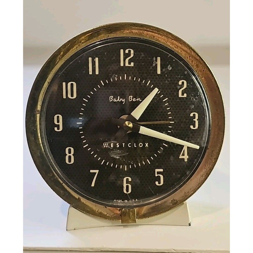 Vintage Westclox Baby Ben Brown Face  Made In USA  Wind-Up Alarm Clock Works